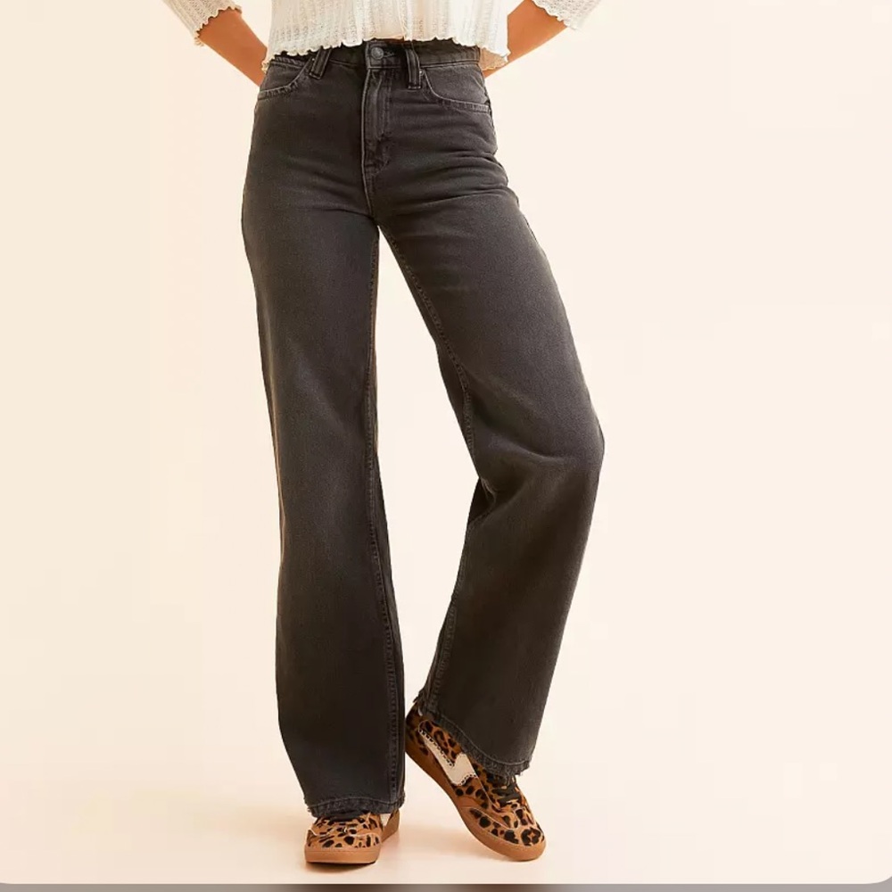 FREE PEOPLE WE THE FREE TINSLEY BAGGY STRAIGHT LEG WOMEN’S JEANS BLACK SIZE 32
